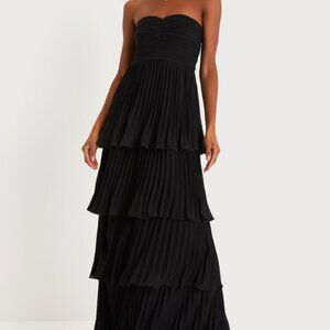 Lulus Seriously Sensational Black Strapless Tiered Maxi Dress - Size XL